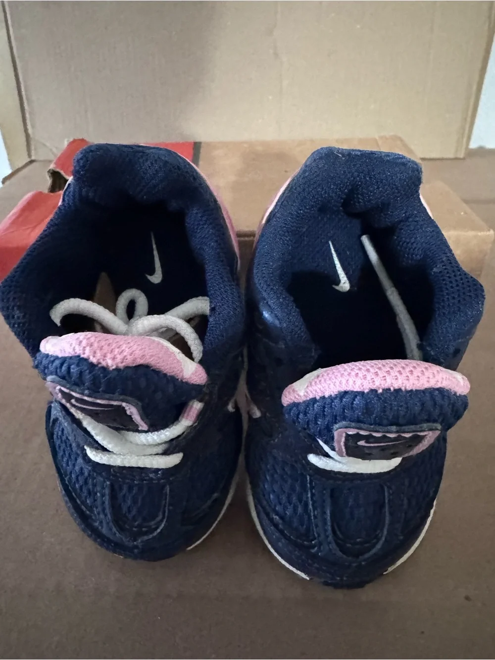 Nike Kids Navy Sneakers with Pink Accents